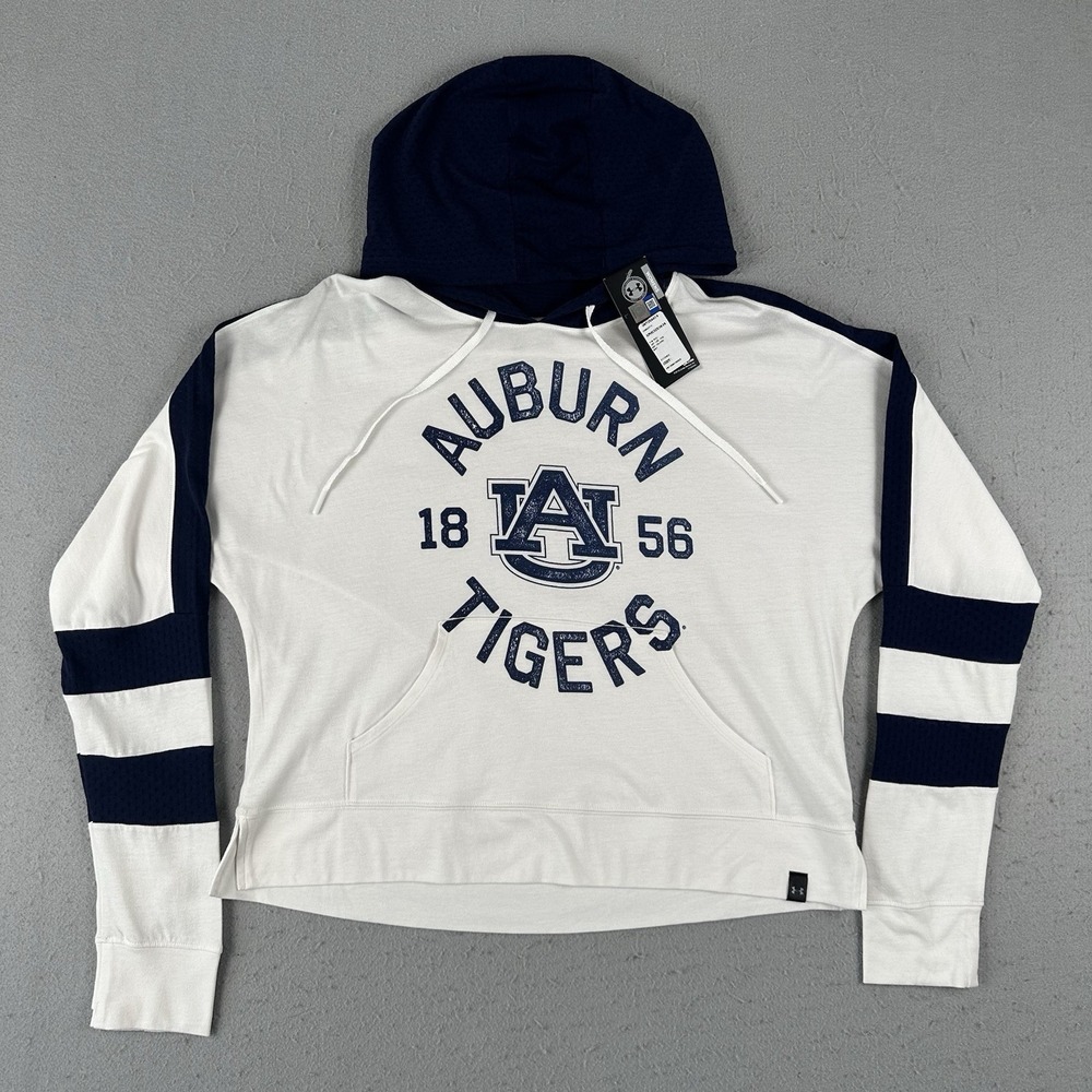 Under Armour Auburn Tigers Hoodie Women's Medium White Blue‎ Mesh Accent